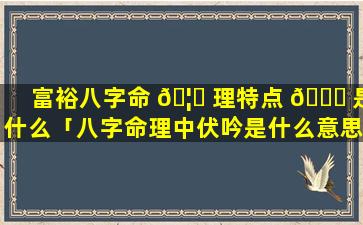 富裕八字命 🦁 理特点 🐝 是什么「八字命理中伏吟是什么意思」